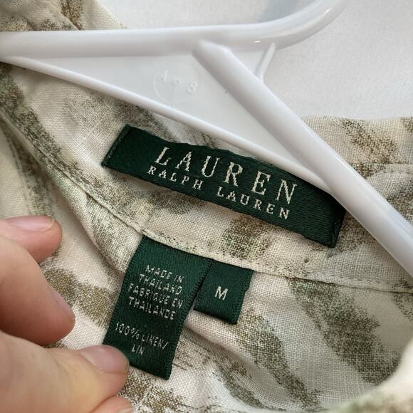 Lauren Ralph Lauren Women's 100% Linen Button Up Blouse Size M Lagenlook Neutral - Picture 5 of 11